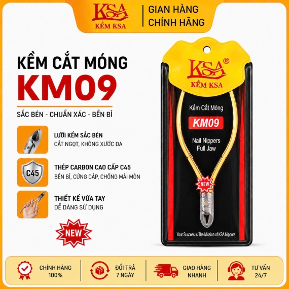 KỀM CẮT MÓNG KSA THÉP CARBON KM09 MẠ VÀNG 